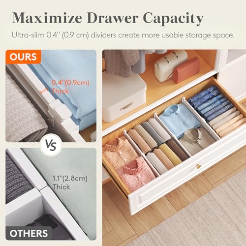 Lifewit 5" Tall Drawer Dividers, Adjustable Deep Drawer Organizer Clothes - size: 5"H, 11.5-18.5"L