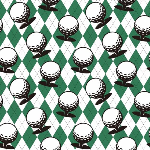 RUSPEPA Golf Wrapping Paper Roll for Men Boys, Mini Roll, Classic Golf Ball and Argyle Plaid Design, Green and White Gift Wrap for Father's Day, Birthday, Sports Party, 17 Inches x 16.4 Feet - color: Golf Ball