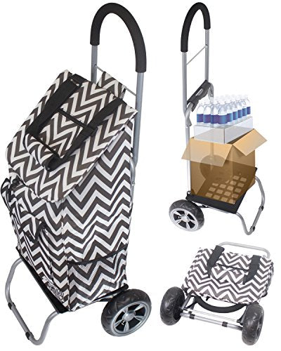 dbest products Trolley Dolly Shopping Grocery Foldable Cart Storage Mom, Blue Polka Dot - color: Black Chevron, style: Cart