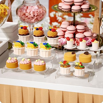 NIUBEE Acrylic Display Risers stands, Display shelf for Cupcakes ,12" 6 PCS - size: 12 inches
