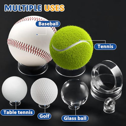 100 Pcs Baseball Holder Ring Stand 0.6/1.22 Inch Round Acrylic Stands, Small Display Stand Ring Clear Sphere Holder for Small Balls, Baseball, Golf Ball, Crystal Ball, Egg Stand, Marble, Softball - size: Stand: 0.6 1.22 in-100 pcs