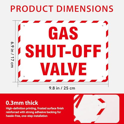 Gas Shut Off Valve Sign, 9.8X6.7IN Notice Gas Shut Off Warning Sticker - color: Gas Shut Off Valve 507