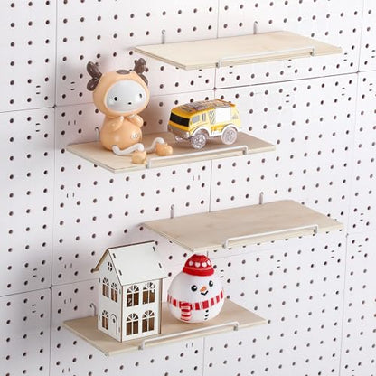 Wonderjune 4 Pcs Wooden Pegboard Shelves, Brown, 9.84 x 5 Inch - color: Brown, size: 9.84 x 5 Inch