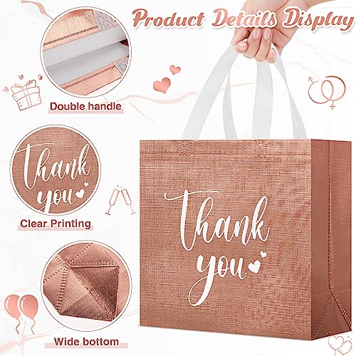 Sweetude 30 Thank You Non Woven Gift Bag, 11 x 12 x 5 Inch, Rose Gold - color: Rose Gold, size: 11 X 12 X 5 Inch