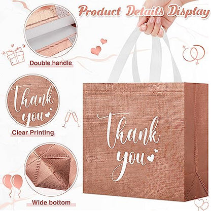Sweetude 30 Thank You Non Woven Gift Bag, 11 x 12 x 5 Inch, Rose Gold - color: Rose Gold, size: 11 X 12 X 5 Inch