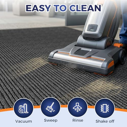 Commercial Floor Mat, 3 x 5 FT Extra Large Door Mat, Indoor/Outdoor Entrance Mat, Commercial Rug with Water & Stain Proof, Easy to Clean, Low-Profile, Heavy Duty Rubber Mat, Charcoal Grey - size: 3 x 5 Feet