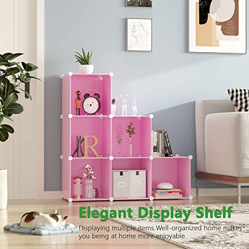 C&AHOME 6-Cube Storage Organizer Cube Shelf Closet Storage Bookcase, Pink - color: Pink