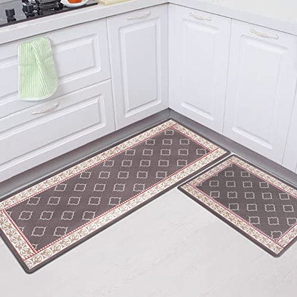 Kitchen Floor Mat Set of 2, Anti Fatigue Kitchen Mat 20"x32"+20"x59" - color: Coffee, size: 20"x32"+20"x59"