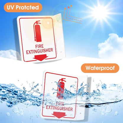Faittoo Fire Extinguisher Sign, 2 Pack Fire Extinguisher with Down Arrow - 6 x 6 Inches Acrylic Plastic, 2 Pre-Drilled Holes, Includes Matching Screws, Easy To Mount, Use for Home Office/Business