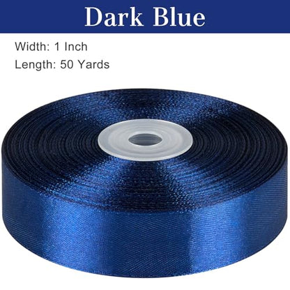 Dark Blue Satin Ribbon, 1 Inch, 50 Yards - color: dark blue