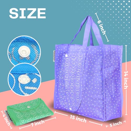 Bulkhunt 6 Pcs Foldable Shopping Bags Combo Reusable Printed Bag with Handle for Grocery Vegetable Household