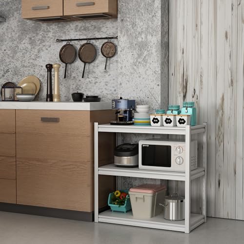 Garage Shelving Adjustable 3 Tier Heavy Duty Metal Storage Shelves Adjustable Utility Rack Organization for Kitchen, Pantry, Closet, Garage, Office 31.5" W x 15.75" D x 31.5" H, White - color: White-s 3 Tier