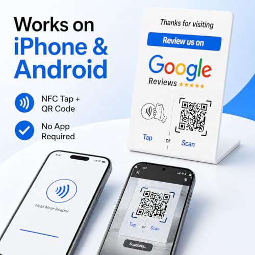 NFC Tap Google Review Stand, White, Large 5.1"x3.5", 1-STAND - color: White, size: 5.1"x3.5" - 1 STAND