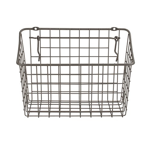 Spectrum Large Wire Basket Pegboard Wall Organizer Metal Pegboard Storage Bin Dual Mounting System for Garage Tools Workshop Supplies Craft Room Organization & Accessories, Industrial Gray