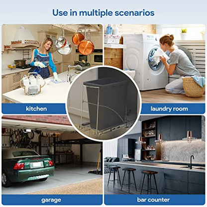 Pull Out Trash Can Under Cabinet & Under Sink, Heavy Duty Slider Organizer