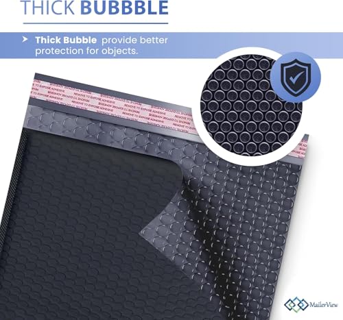 Black Bubble Mailers 10x13, Self Seal Poly Padded Envelopes, 100 Pack Bulk - color: Black, size: 10x13" / 100 Pack