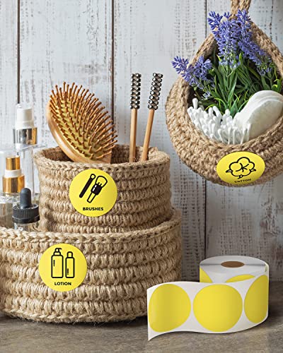 MUNBYN 2 Inch Circle Yellow Thermal Labels for Business, 750 Sheets/1 Roll - color: Yellow, size: 2inch