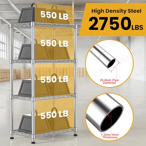 4- Shelf Heavy Duty Metal Wire Shelving Unit Adjustable Industrial Storage Rack Steel Commercial Grade Shelving Standing Shelf organize 2200LBS,for Laundry Bathroom Kitchen Closet 14"Dx24"Wx47"H - size: 4-Tier-Silver[ 14"D x 24"W x 47.25"H]