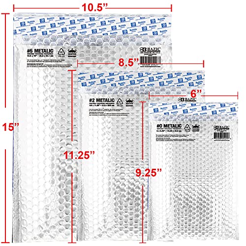 BAZIC Products #5 Metallic Bubble Mailers, 10.5 x 15 In - size: 1-Pack
