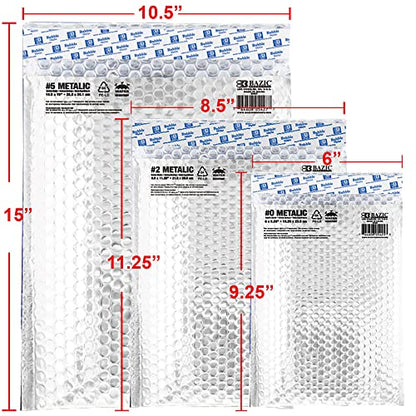 BAZIC Products #5 Metallic Bubble Mailers, 10.5 x 15 In, 4-Set - size: 4-Pack