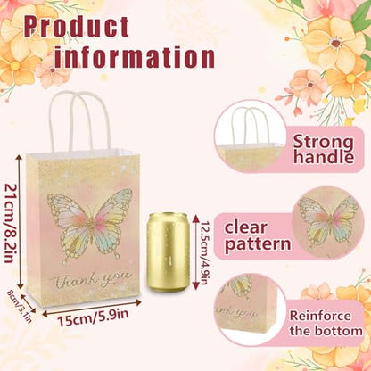 piqiya 24pcs Butterfly Birthday Goodie Bags,Party Favor Gift Bags,Colorful Gift Bag for Baby Shower, Wedding - color: butterfly mix