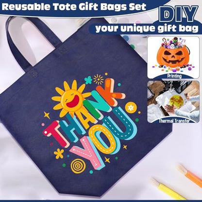 Windyun 100 Pcs Reusable Grocery Bags Large Shopping Tote Bulk, Navy Blue - color: Navy Blue