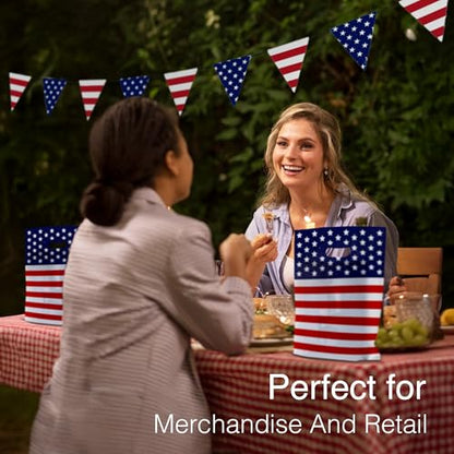 Choice Marts 100 USA Flag Merchandise Bags 9x12 Patriotic Bags With Handles - color: USA Flag
