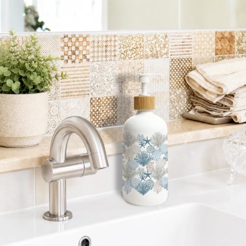 Coastal Beach Glass Soap Dispenser with Pump - color: Seashell 01