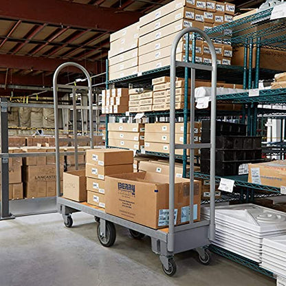 HaulPro Narrow Aisle U-Boat Platform Truck Dolly | 16 x 60 Heavy Duty Utility Cart with Thick Wood Deck | Premium Hand Truck Can Hold Loads Up to 2,000 Pounds | Hand Cart with Dual Removable Handles - size: 16 x 60 " Wood U-Boat