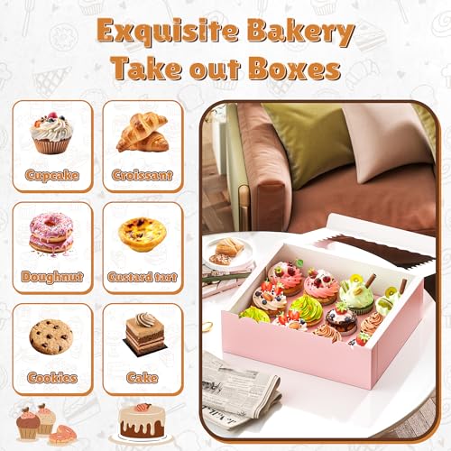 RYDDOY 4 Pack Pink Cupcake Boxes, Hold 12 Count Cupcake, Cupcake Carriers - color: Pink