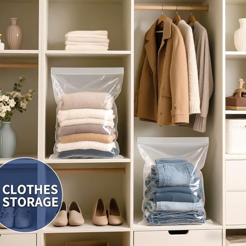 TUXIYA 50PACK 5 Gallon Large Zipper Bags for Storage 18" x 24" Storage Bags - color: 18x24 Inch(Pack of 50)