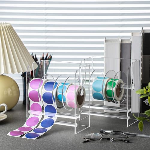 Qilery Sticker Holder Organizer Dispenser Acrylic Roll Label,4 Disks - style: 4 Disks