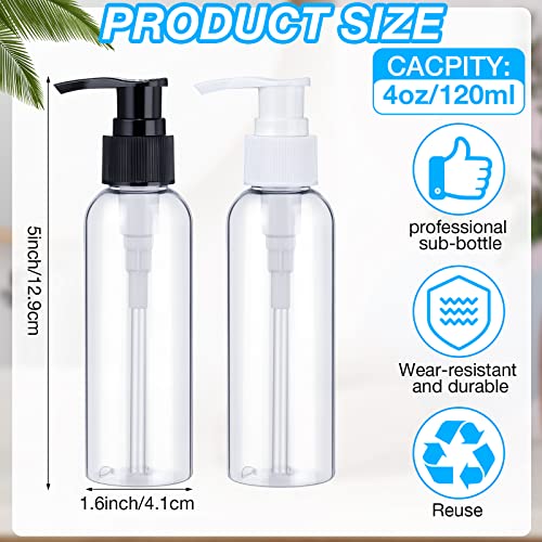 Nuenen 48 Pcs 4oz/120ml Lotion Bottles with Pump, Black and White Clear - color: Black and White Clear