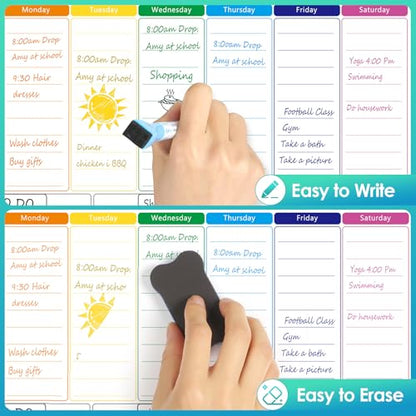 MaxGear Weekly Dry Erase Board for Fridge, 16"x12" Magnetic Calendar