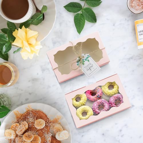 60 Pack 7 x 4 3/8 x 1.5 Inch Pink Cookie Boxes with Clear Window - color: 60PCS Pink Boxes