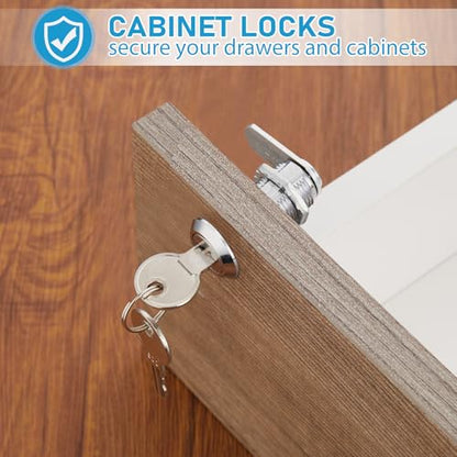 Kenning 24 Sets 3/4'' Fits on 0.5'' Max Cabinet Locks with Keys for Secure Drawer Mailbox Rv Storage Box Replacement Lock, Zinc Alloy - size: 1-3/4 Inch