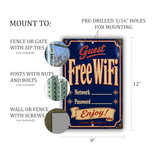 Free WiFi Vintage Enamel Business Sign - style: Free WiFi