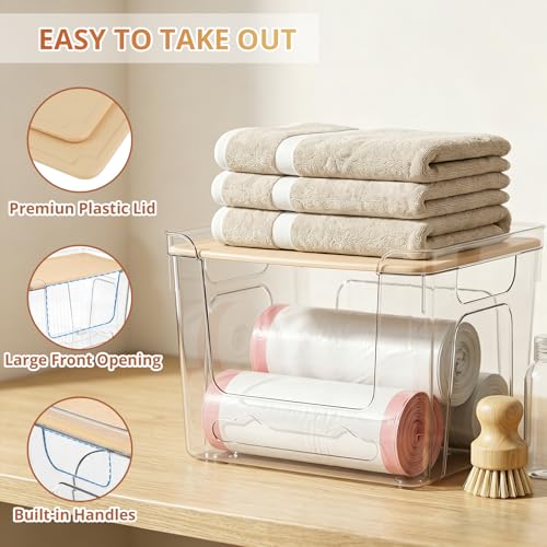 CANTAMI Plastic Trash Bag Dispenser with Lids, Stackable, 2Pack, 1XL+1S