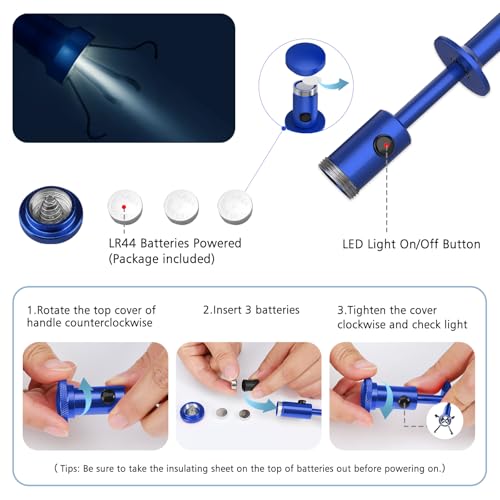 Housolution Grabber Tool Magnetic, Bendable Reacher with LED Lights, Blue - color: Claw Grabber-blue