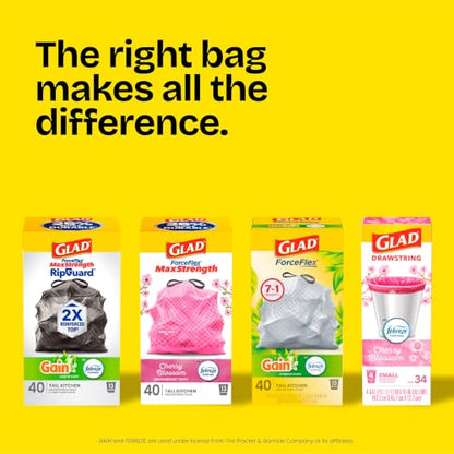 Glad ForceFlex Tall Kitchen Trash Bags, 13 Gal, Gain Lavender with Febreze, 110 Ct (Pack May Vary) - size: 110 Count (Pack of 1)