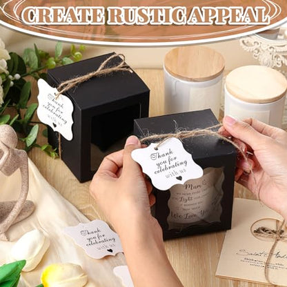 ReliThick 50 Set Candle Gift Boxes for 4-10 oz, Black - color: Black, style: Square