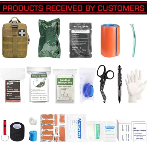 Ifak Trauma Kit, 74 Piece Upgrade Molle Refill Tactical First Aid Supplies - color: Tan