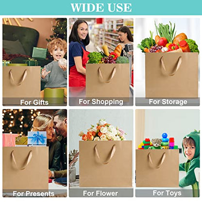 Plauthus 12.5" Brown Gift Bags, 4-Pack with Tissue Paper and Ribbon - color: brown-4-lager
