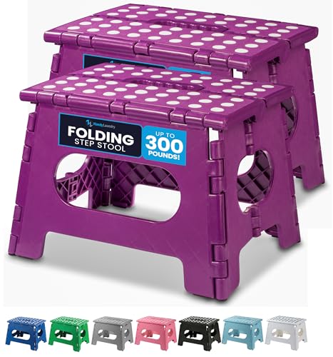 Handy Laundry Folding Step Stool 9 Inch 2-Pack, Purple, Holds 300 lbs - color: Purple, size: 9 Inch 2-Pack