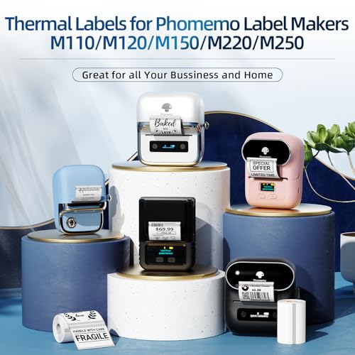 Phomemo Transparent Thermal Labels, 1.57" x 2.36" (40x60mm), Self-Adhesive Thermal Printer Paper, 130 Labels/Roll, for Phomemo M110/M220/M120/M150/M250 Label Printer, Clear - color: Clear, size: 1.57"x2.36"
