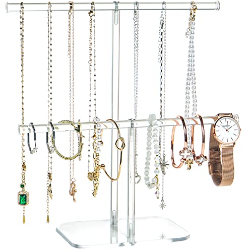 Jewelry Stand, Solid Acrylic Necklace Holder, 2-Tier Jewelry Organizer - size: 2-Tier