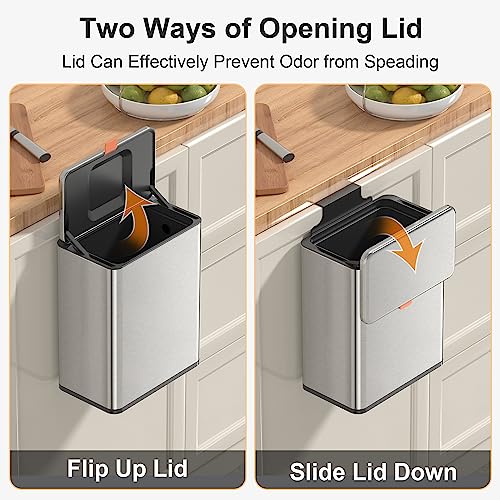 Mbillion 2.1 Gal Silver Hanging Stainless Steel Compost Bin - color: Silver, size: 2.1 Gal