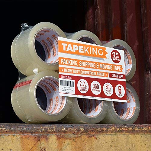 Tape King Clear Packing Tape | 60 Yards Per Roll (6 Rolls) | 3 Inch Wide Heavy Duty Packing Tape 2.7mil Strong Adhesive for Moving Boxes, Shipping Cartons, Office Use, Storage (360 Yards) - size: 3" Wide, 2.7 Mil Thick, 60 yd.
