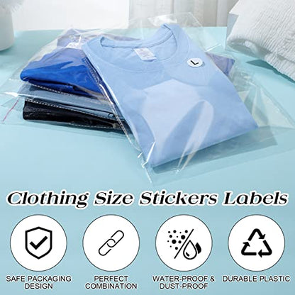 Epakh 200 Pcs Clear Plastic Shirt Bags with 3500 Stickers, 10 x 13 Inch - size: 10 x 13 Inch