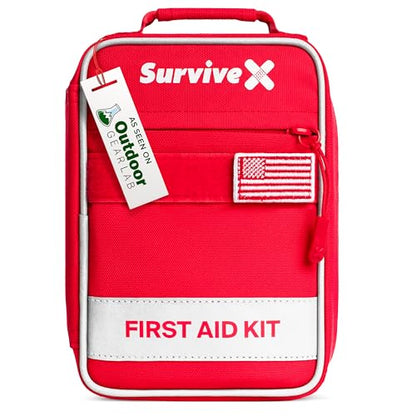 SurviveX Small First Aid Kit, Emergency Kit for 1-2 People